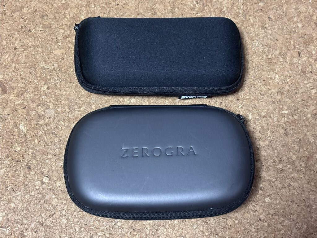 ZEROGRAの専用ケースとスワンズのサングラスケースの大きさ比較